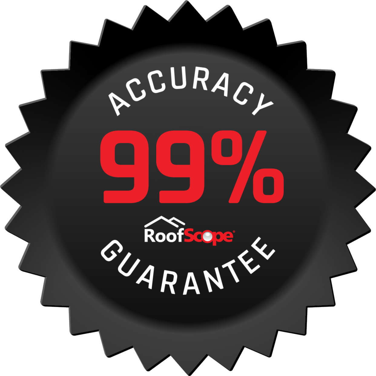 RoofScope 99% Accuracy Guarantee Badge.